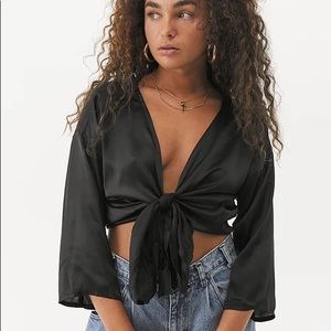 Urban Outfitters Satin Wrap Front Blouse